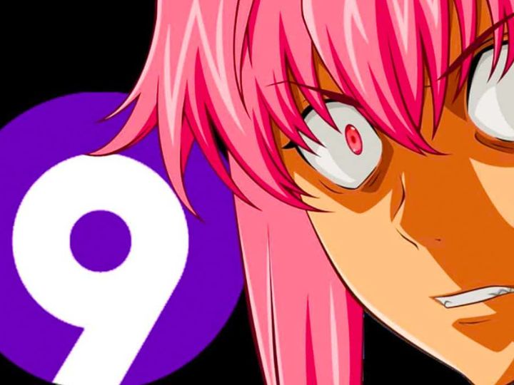 A pink-haired anime character features a bold number nine showcasing a fun and unique design.